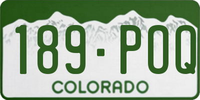 CO license plate 189POQ