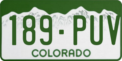 CO license plate 189PUV