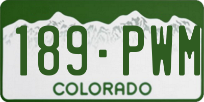 CO license plate 189PWM