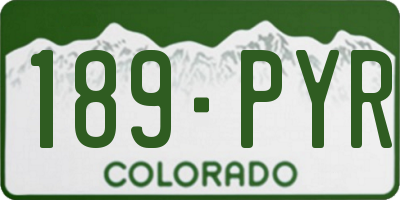 CO license plate 189PYR