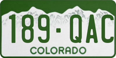 CO license plate 189QAC
