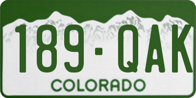 CO license plate 189QAK