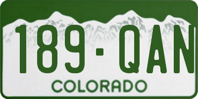 CO license plate 189QAN