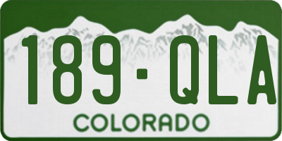 CO license plate 189QLA