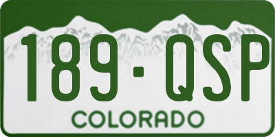 CO license plate 189QSP