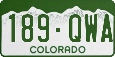 CO license plate 189QWA