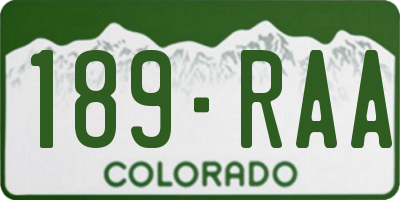 CO license plate 189RAA