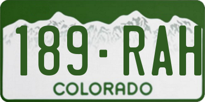 CO license plate 189RAH
