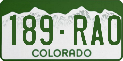 CO license plate 189RAO