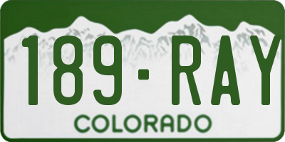 CO license plate 189RAY
