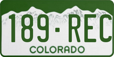 CO license plate 189REC