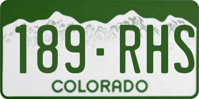 CO license plate 189RHS