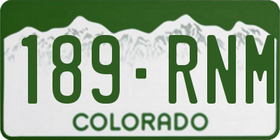 CO license plate 189RNM