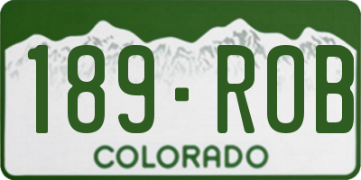 CO license plate 189ROB