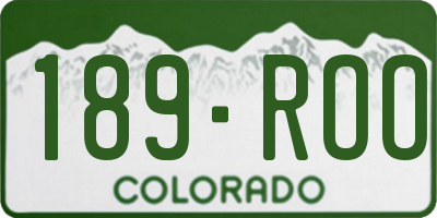 CO license plate 189ROO