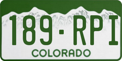 CO license plate 189RPI