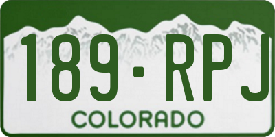 CO license plate 189RPJ