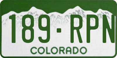 CO license plate 189RPN
