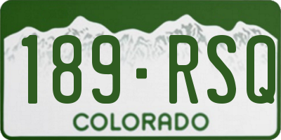 CO license plate 189RSQ