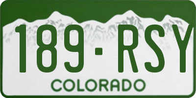 CO license plate 189RSY