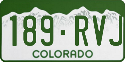 CO license plate 189RVJ