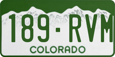 CO license plate 189RVM