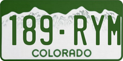 CO license plate 189RYM