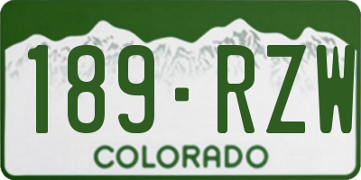 CO license plate 189RZW