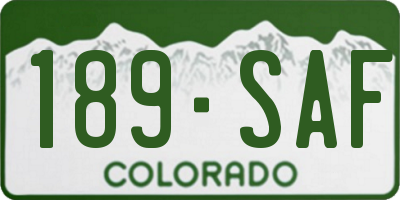 CO license plate 189SAF