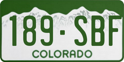 CO license plate 189SBF