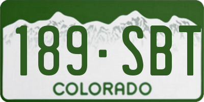 CO license plate 189SBT