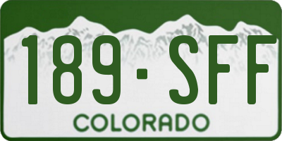 CO license plate 189SFF