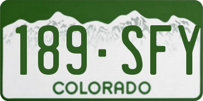 CO license plate 189SFY