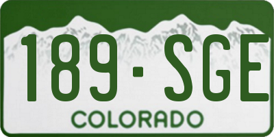 CO license plate 189SGE