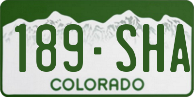 CO license plate 189SHA