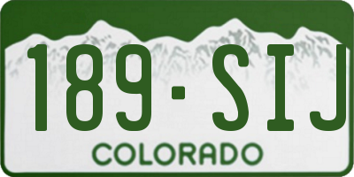 CO license plate 189SIJ