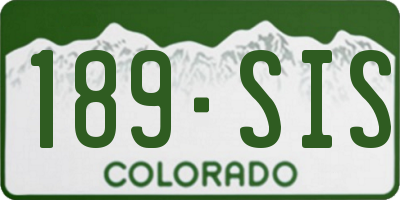 CO license plate 189SIS