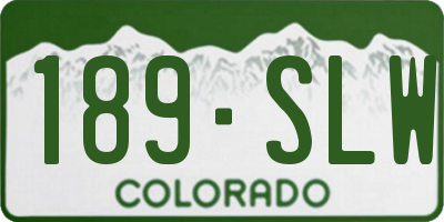 CO license plate 189SLW