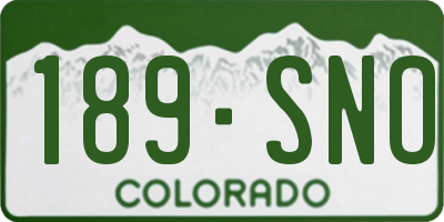 CO license plate 189SNO