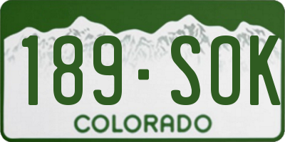 CO license plate 189SOK