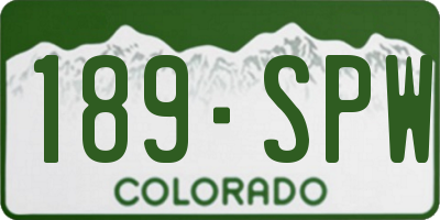 CO license plate 189SPW