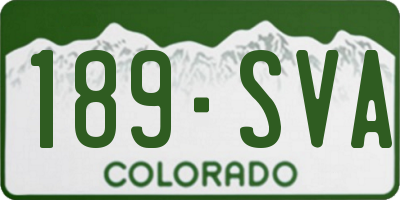 CO license plate 189SVA