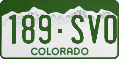 CO license plate 189SVO