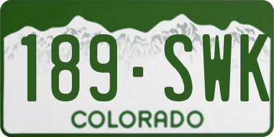 CO license plate 189SWK