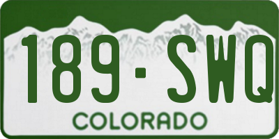 CO license plate 189SWQ