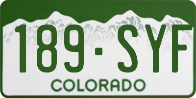 CO license plate 189SYF