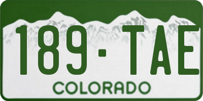 CO license plate 189TAE