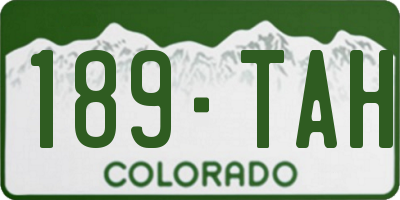 CO license plate 189TAH