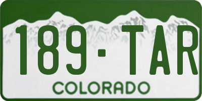 CO license plate 189TAR