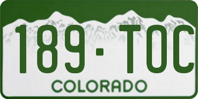 CO license plate 189TOC